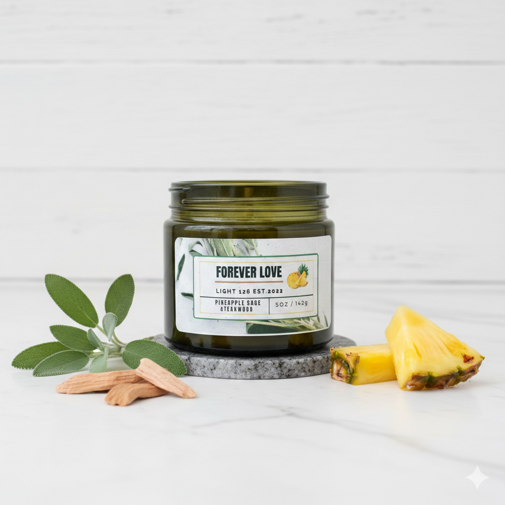 Forever Love | Pineapple and Teakwood Scented Candle.
