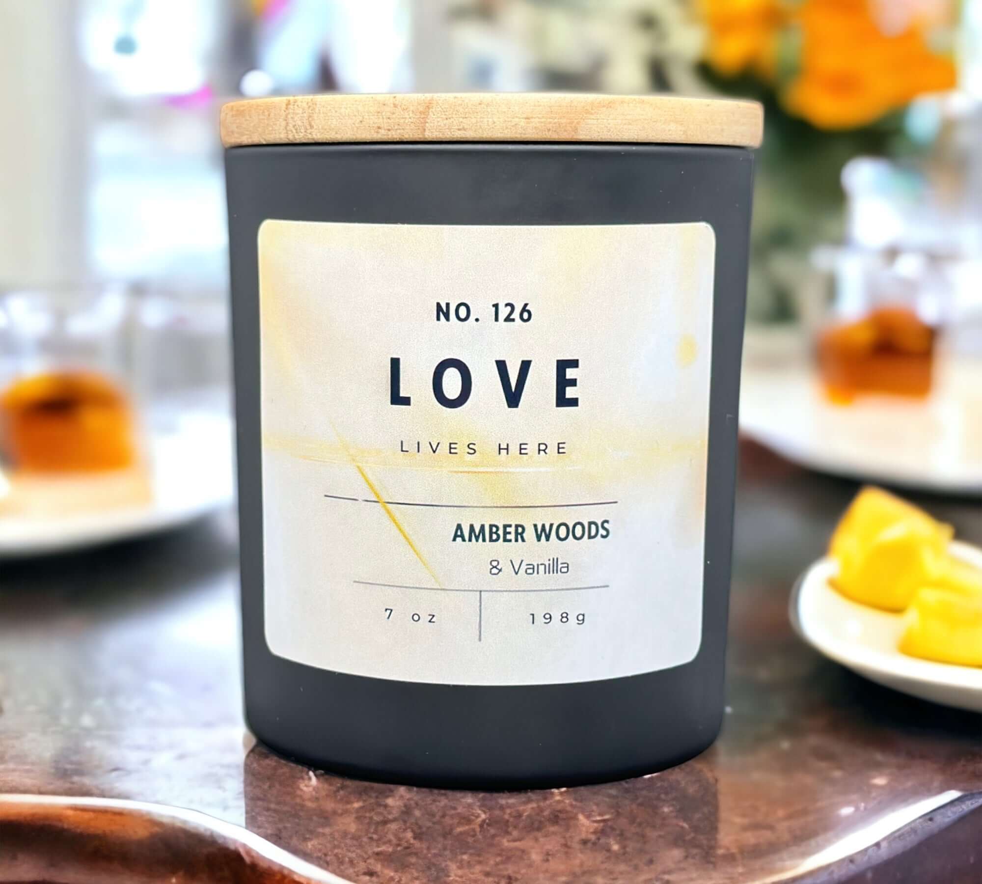 Love lives here candle. Citrus, amber and Vanilla candle