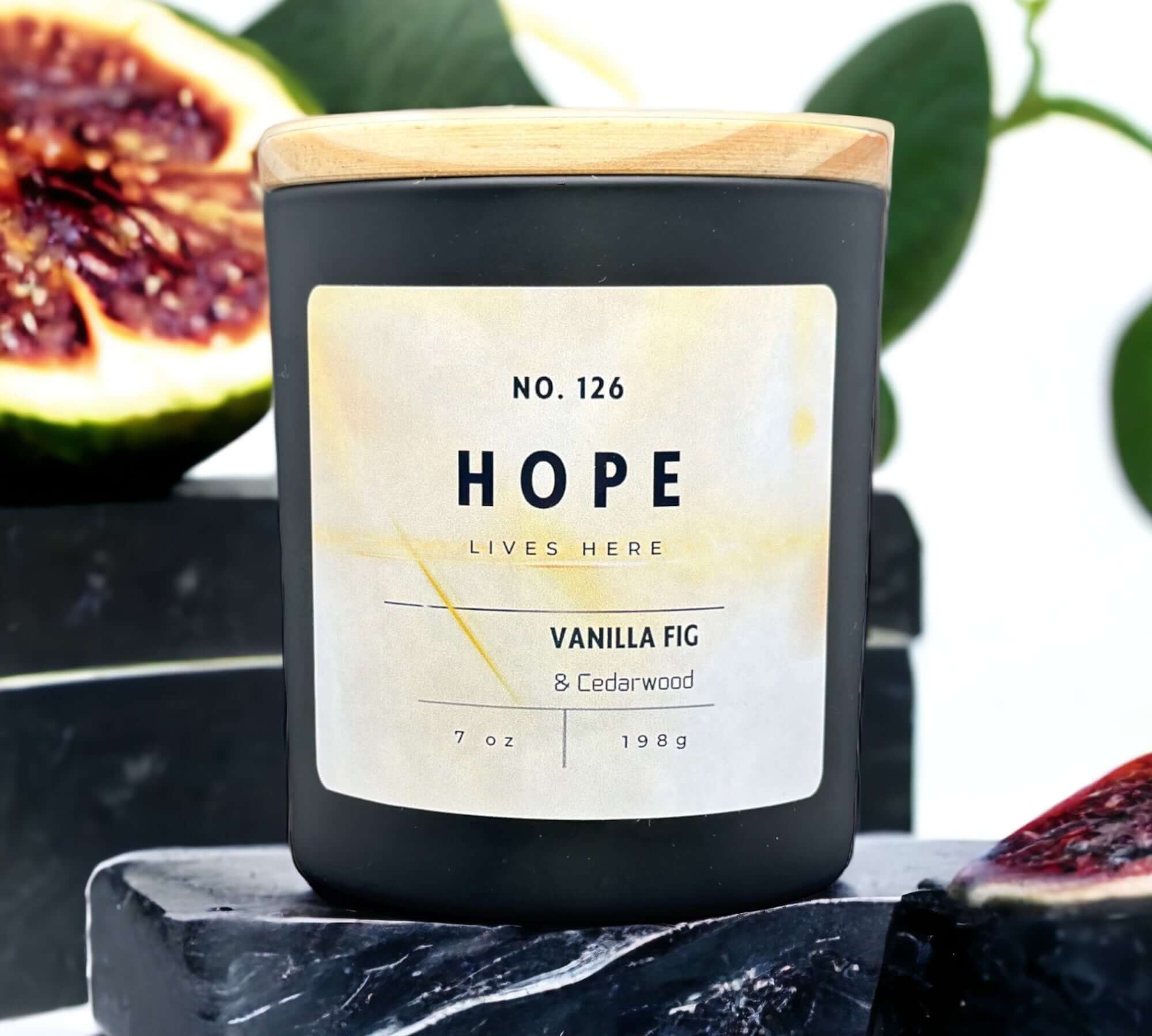 Hope lives here candle. Vanilla, fig and cedarwood candle.