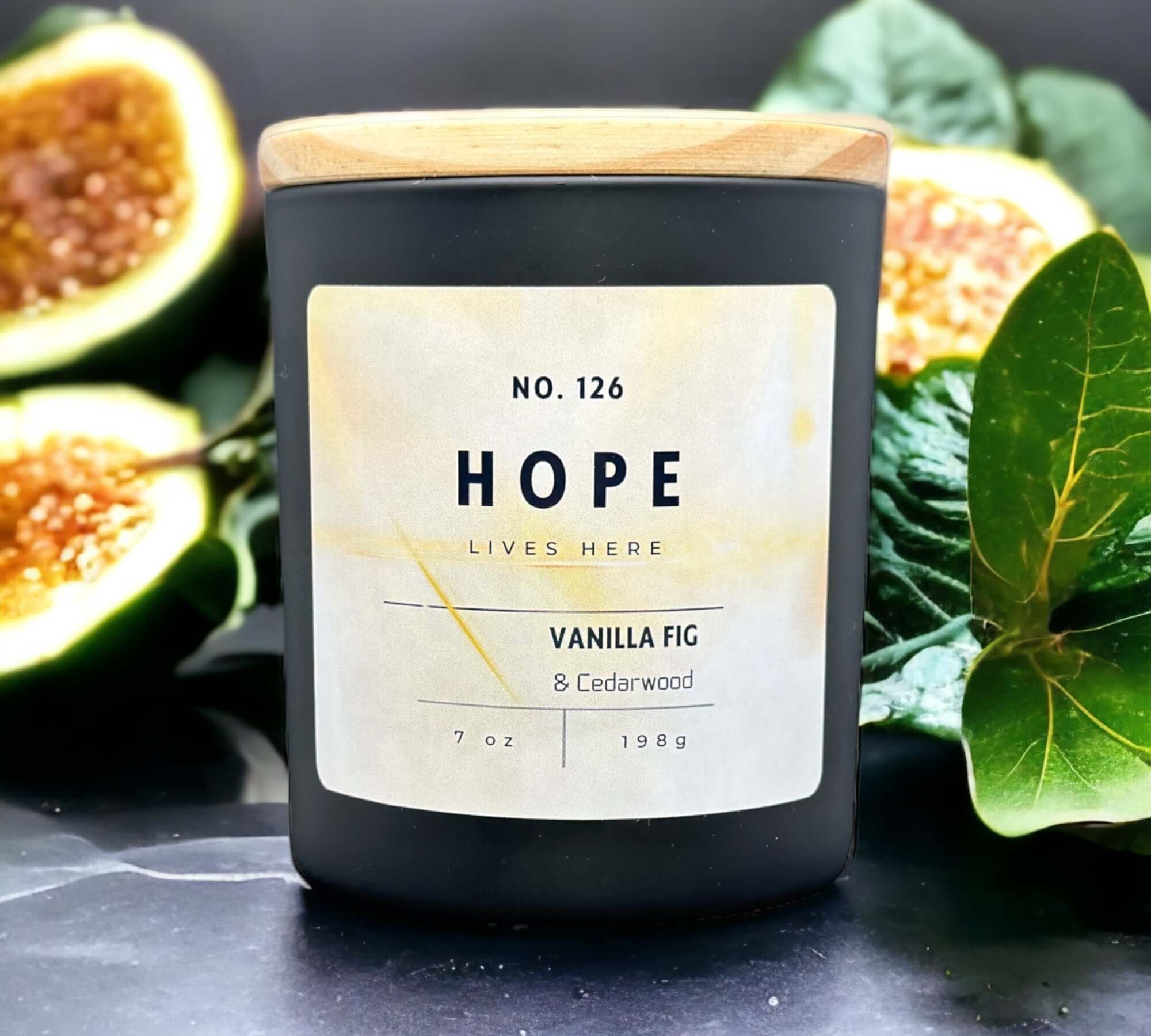 Hope lives here candle. Vanilla, fig and cedarwood candle